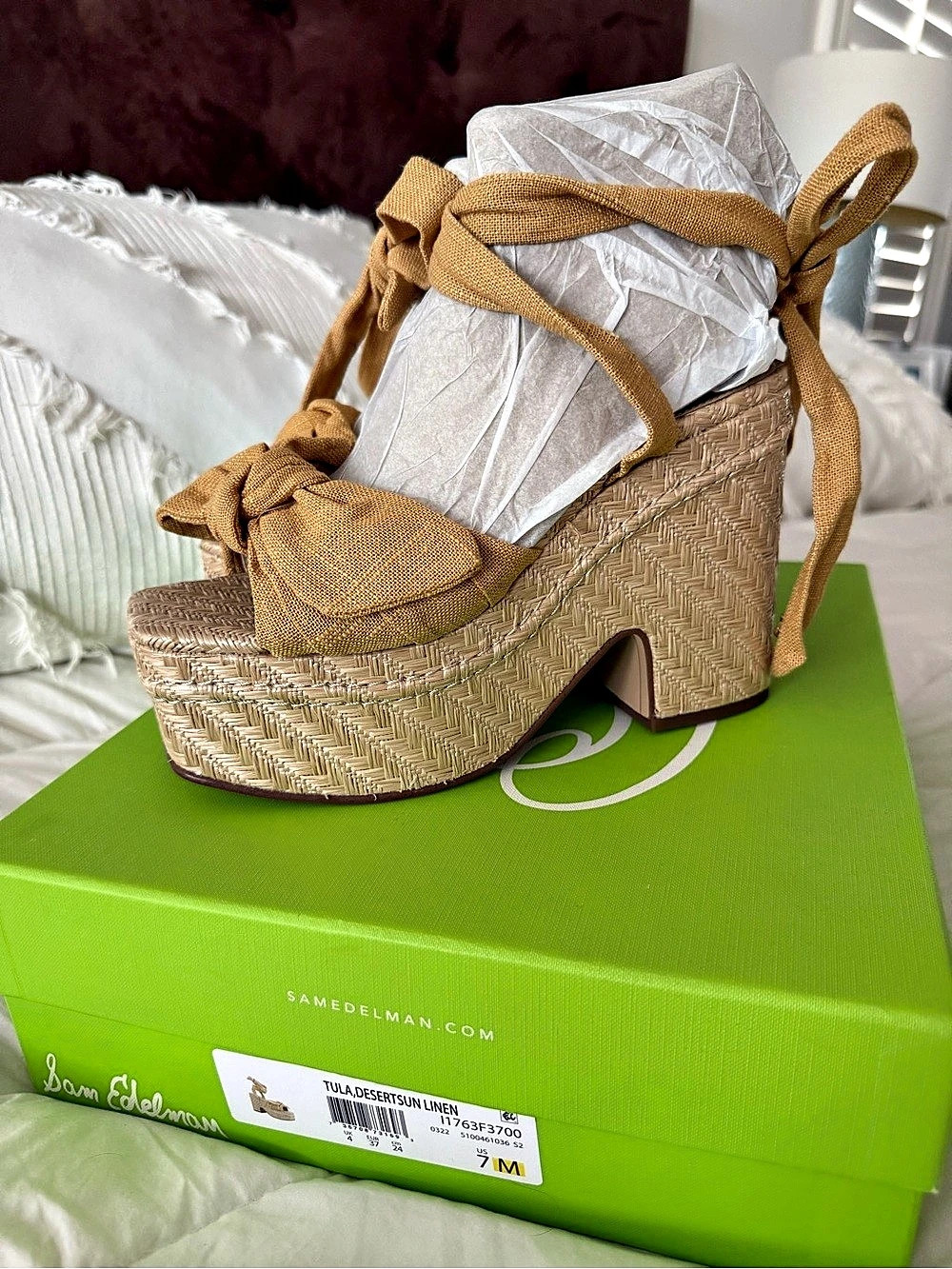 Sam Edelman Tula Desert Sun Wedge Sandals in Brown & Beige Size US 7 NWT